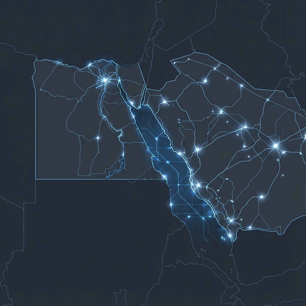 Digital Map of Egypt and Saudi Arabia